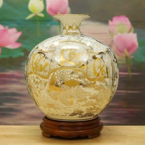 Bình hút tài lộc vẽ vàng 24K “Phúc Lộc Thọ”