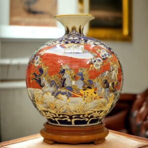 Bình tài lộc Mệnh Hoả “Bát Mã Tùng Hạc”