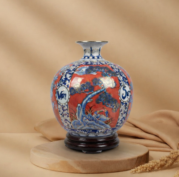 Bình Hút Tài Lộc Tứ Cảnh Bốn Mùa Vẽ Vàng 24K