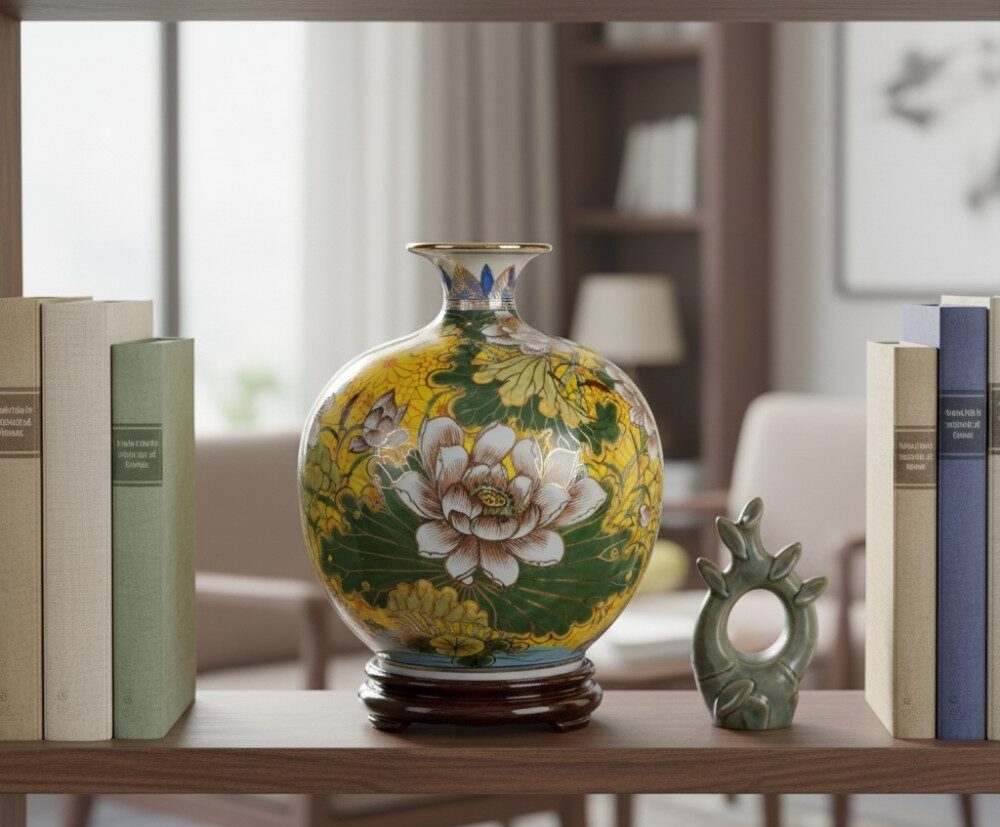 Bình Hút Lộc Liên Hoa Cát Tường Vẽ Vàng 24K1