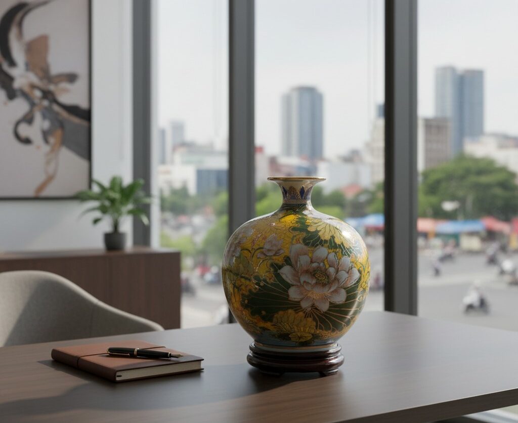 Bình Hút Lộc Liên Hoa Cát Tường Vẽ Vàng 24K3