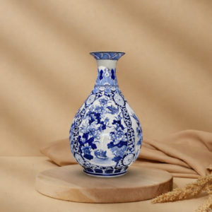 Bình Tỳ Bà Men Lam Vẽ Tứ Cảnh Tùng Cúc Trúc Mai Bát Tràng