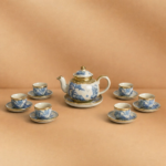 Bộ ấm chén men rạn dáng đèn thần men rạn bọc đồng Bát Tràng