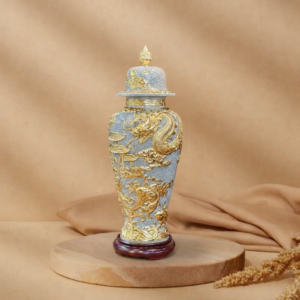 Choé phong thuỷ Cá chép vượt Vũ Môn hoá Rồng H80 men rạn